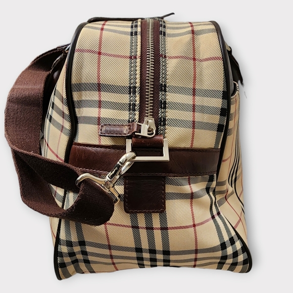 BURBERRY House Check Travel Bag w/Strap, Brown - Picture 8 of 16